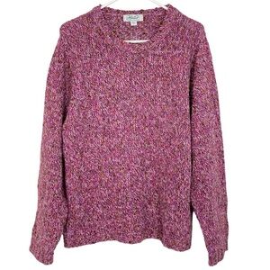 Vintage 90s Chunky Sweater Womens Size XL Haband Crewneck Pullover Pink Mix